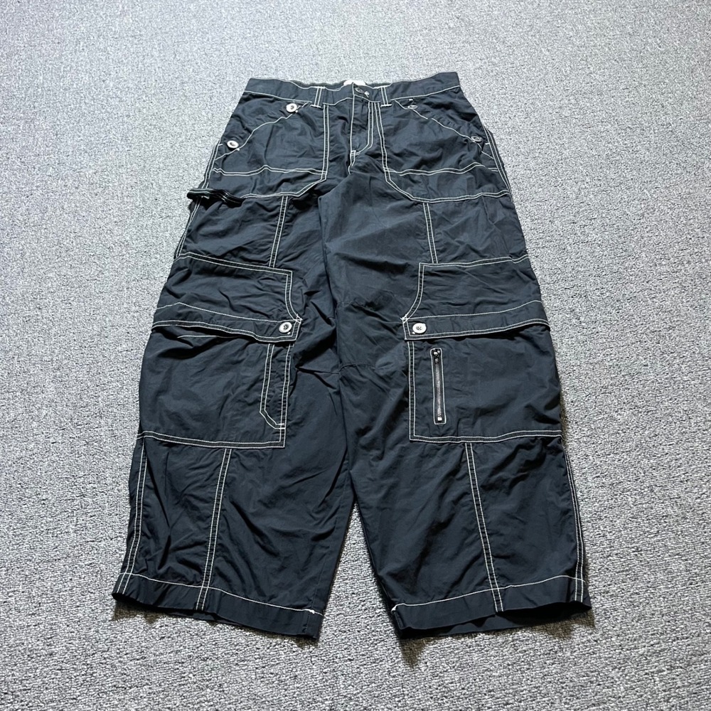BDG Cargo Pants Size 4 Black Contrast Stitch Baggy Utility Y2K Streetwear